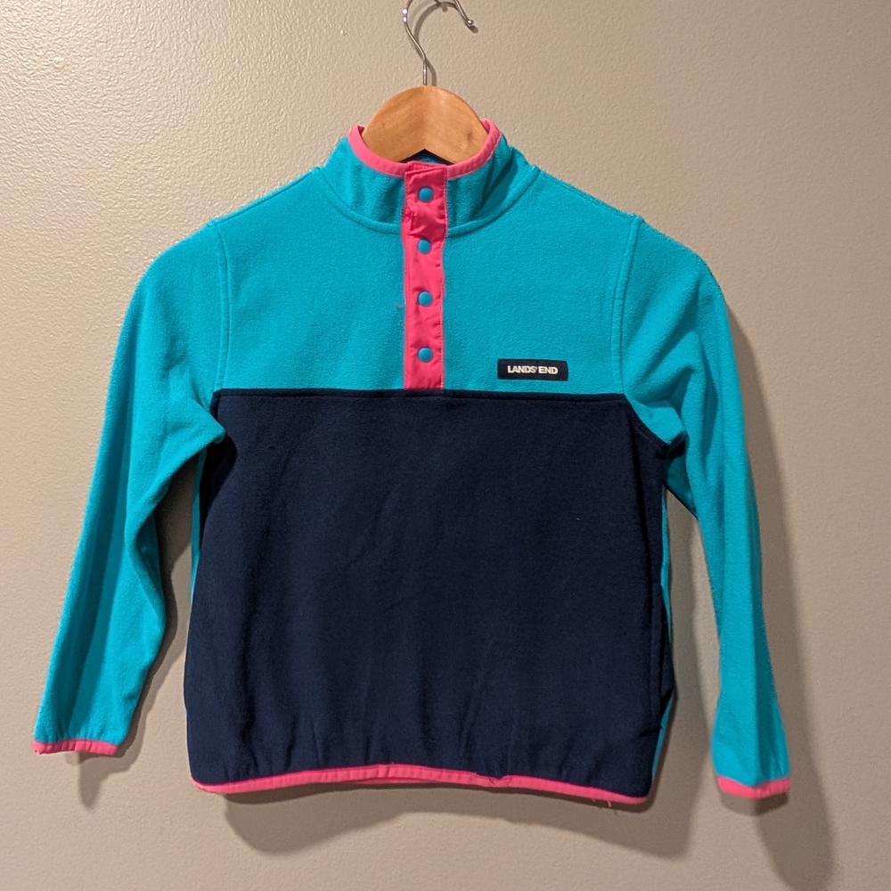 Lands' End Kids' Blue and Pink Fleece Pullover